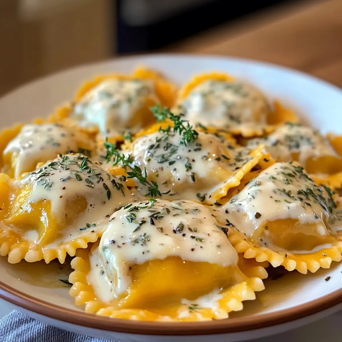 Butternut-Kürbis-Ravioli mit cremiger Sauce