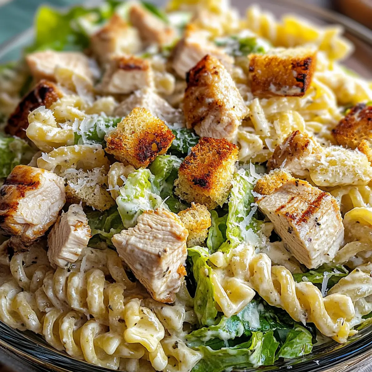 Hühnchen Caesar Pasta Salat für jeden Tag