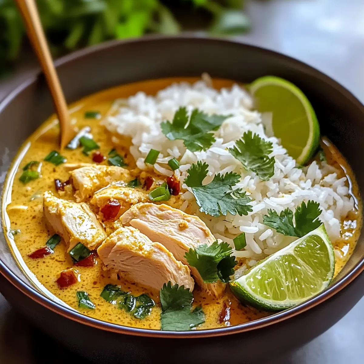 Kokosnuss-Hühnchen-Brühe-Reis für gemütliche Abende