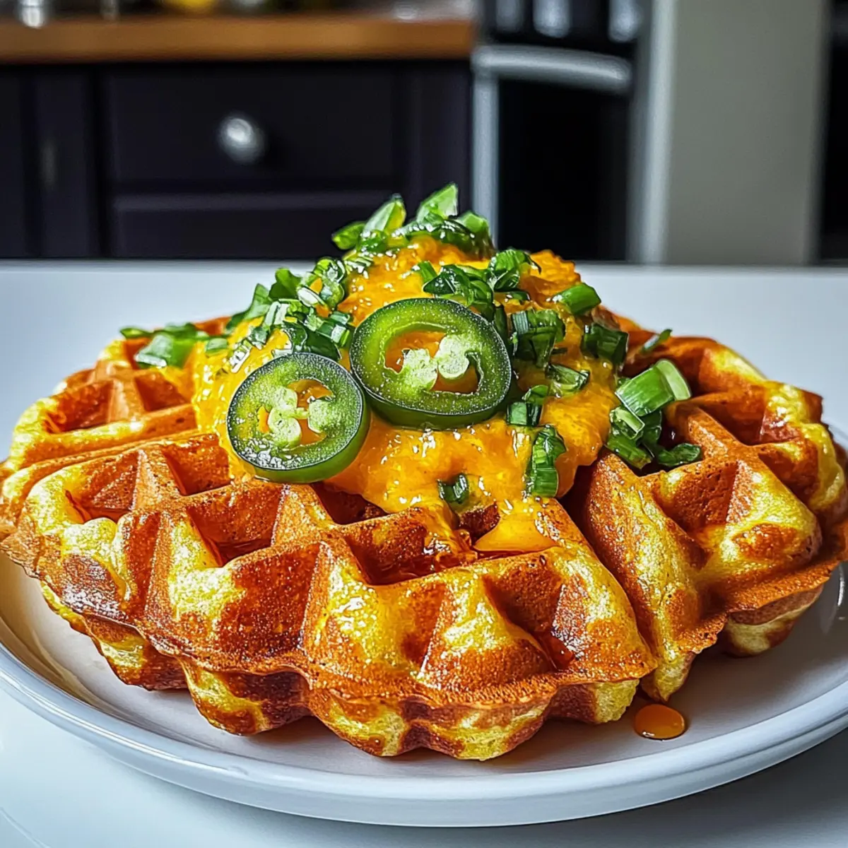 Maisbrotwaffel mit herzhaften Toppings genießen