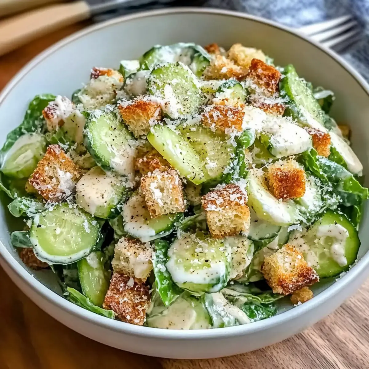 Gurken-Caesar-Salat für heiße Sommertage