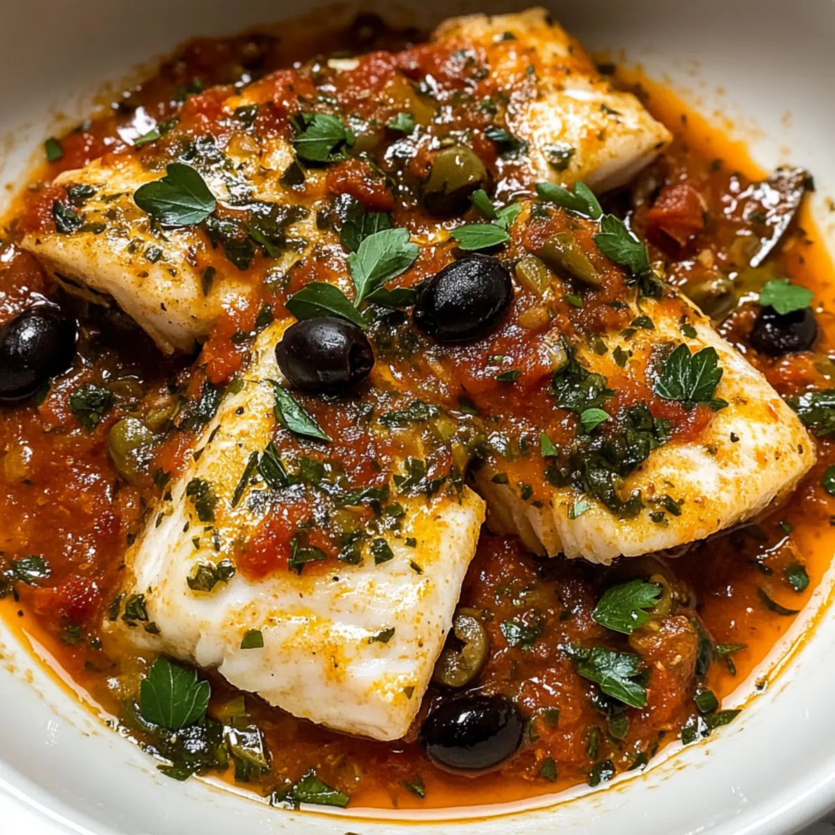 Fisch Puttanesca für ein schnelles Dinner