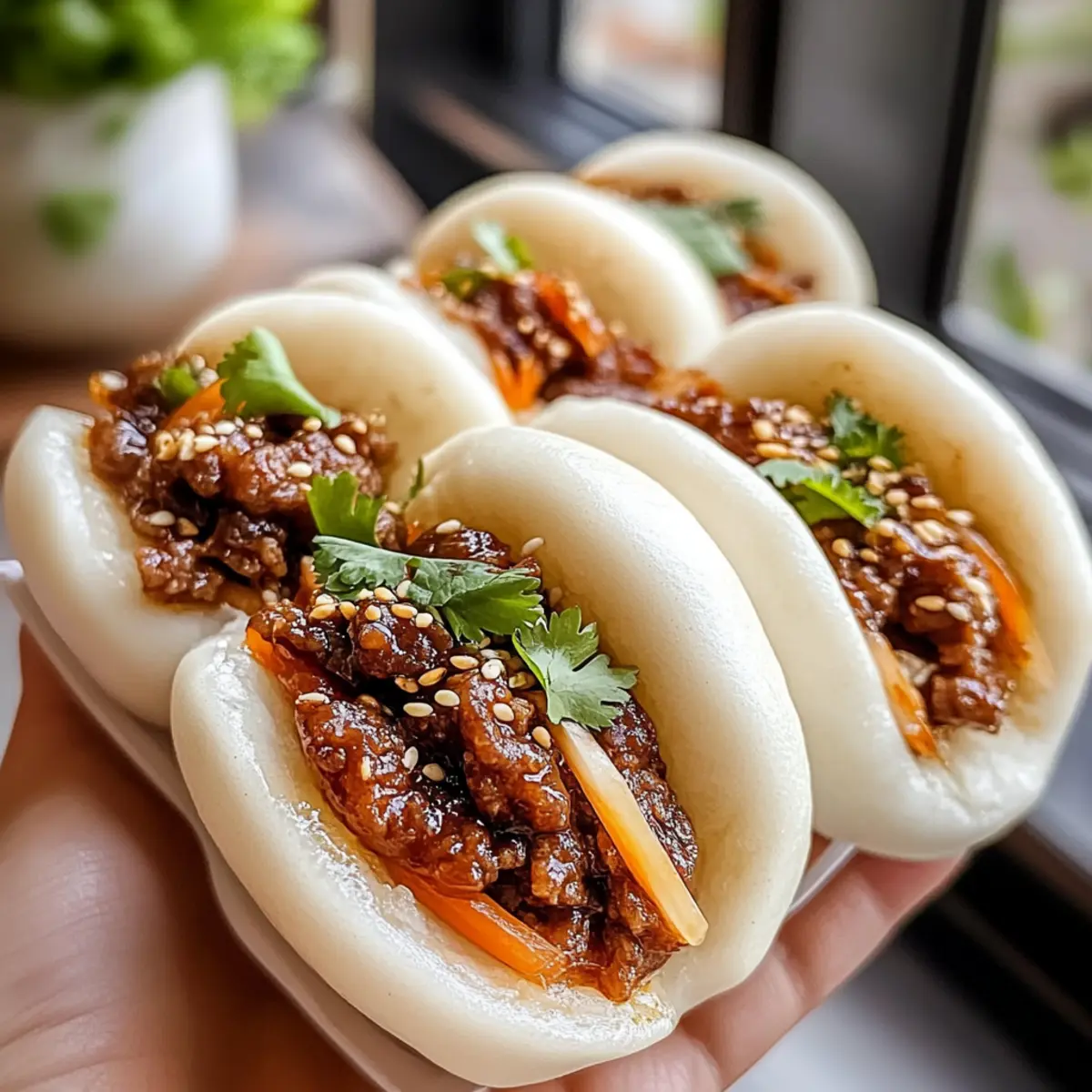 Flauschige Bao-Brötchen mit herzhaftem Rindfleisch
