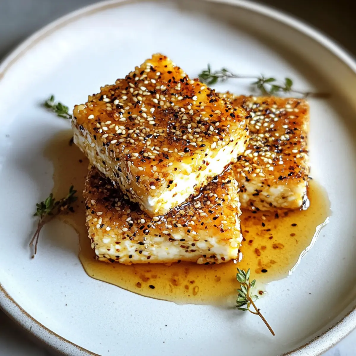 Frittierter Feta mit Sesam und scharfer Honig Genuss