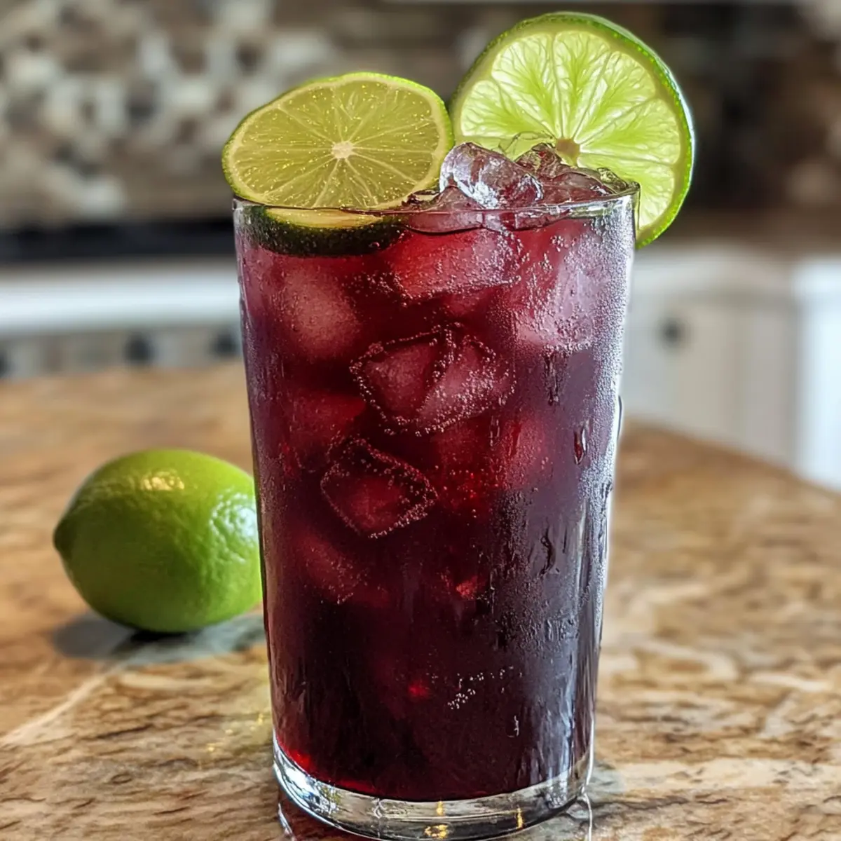 Erfrischender Hibiskus Ingwer Eistee mit Limetten