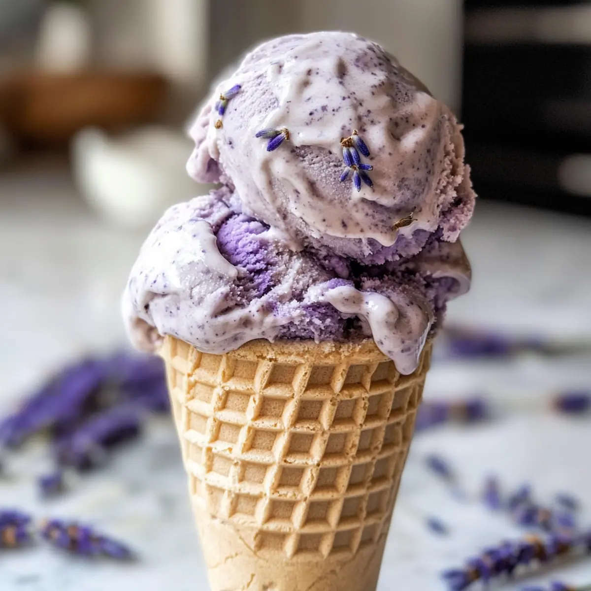 Lavendel Earl Grey Eiscreme selbstgemacht ohne Eismaschine