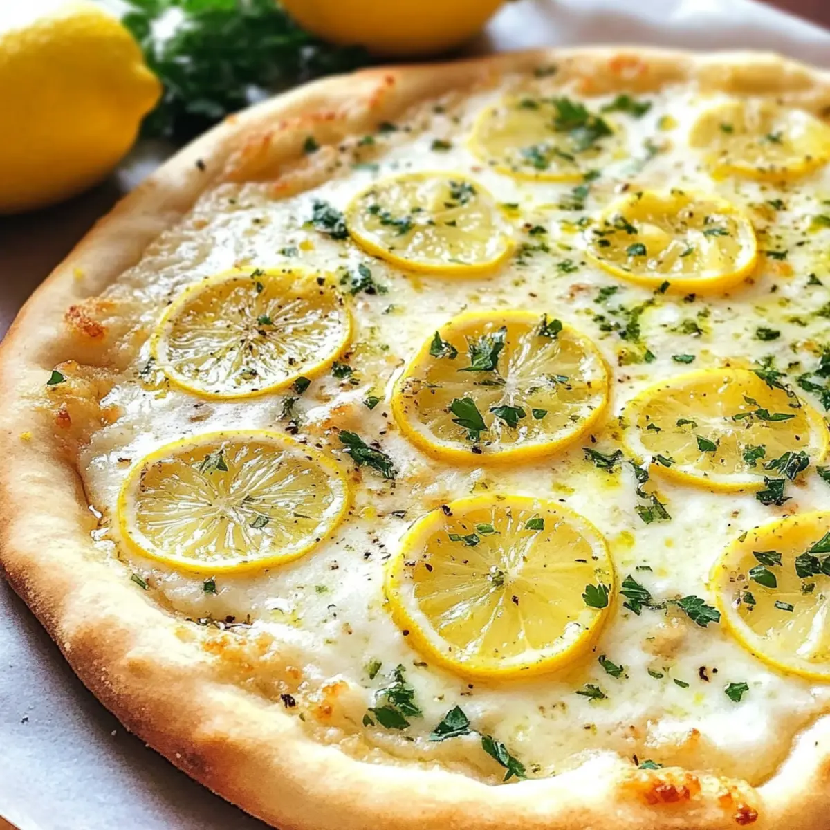 Zitronenpizza mit cremiger Mozzarella genießen