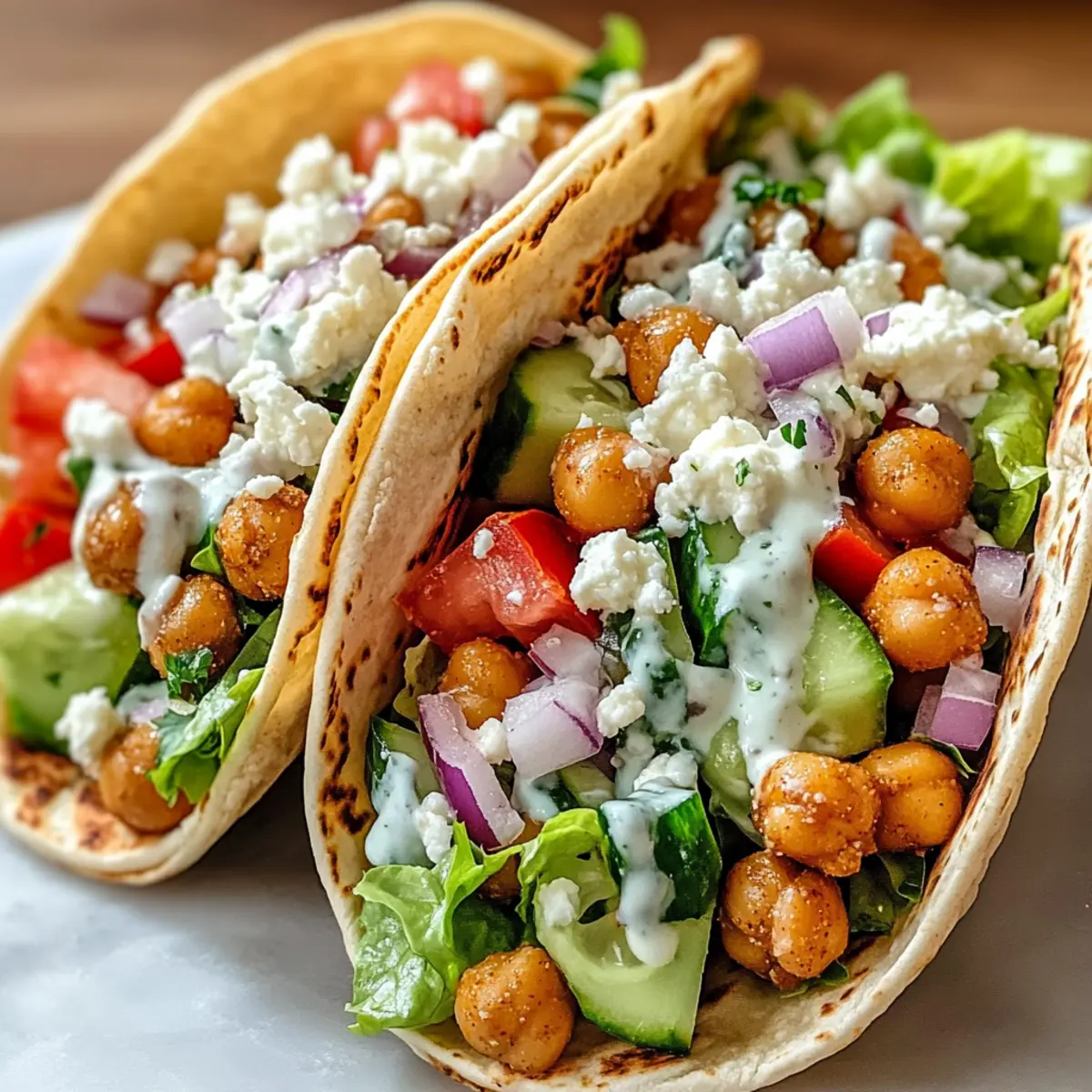 Mittelmeer Kichererbsen Pita Tacos für Jeden Tag