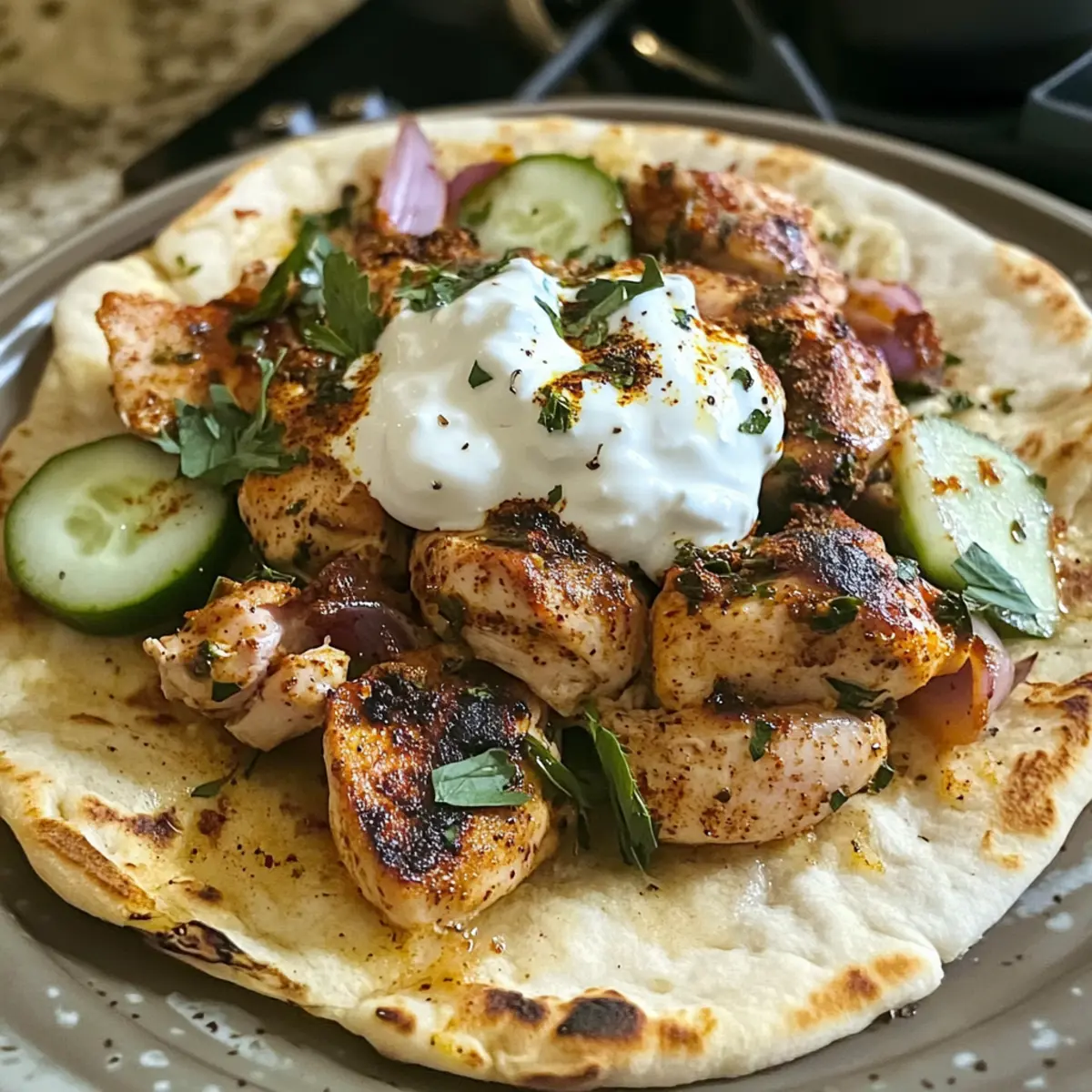 Mittelmeer-Sumach-Hühnchen im Fladenbrot