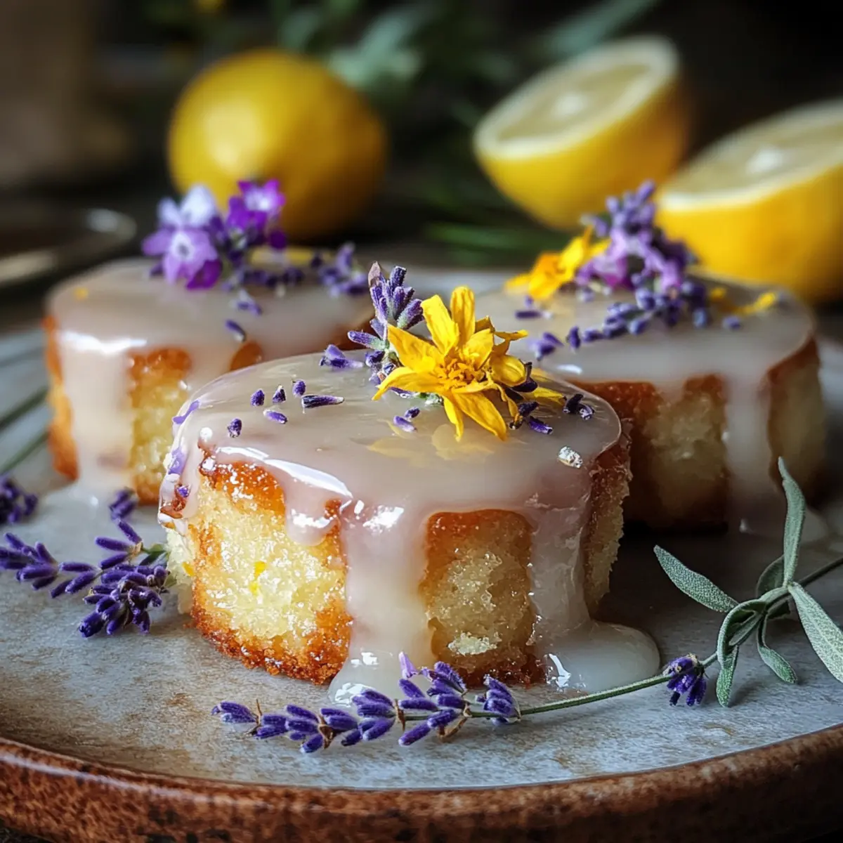 Mini Zitronenkuchen mit Lavendelglasur für besondere Anlässe