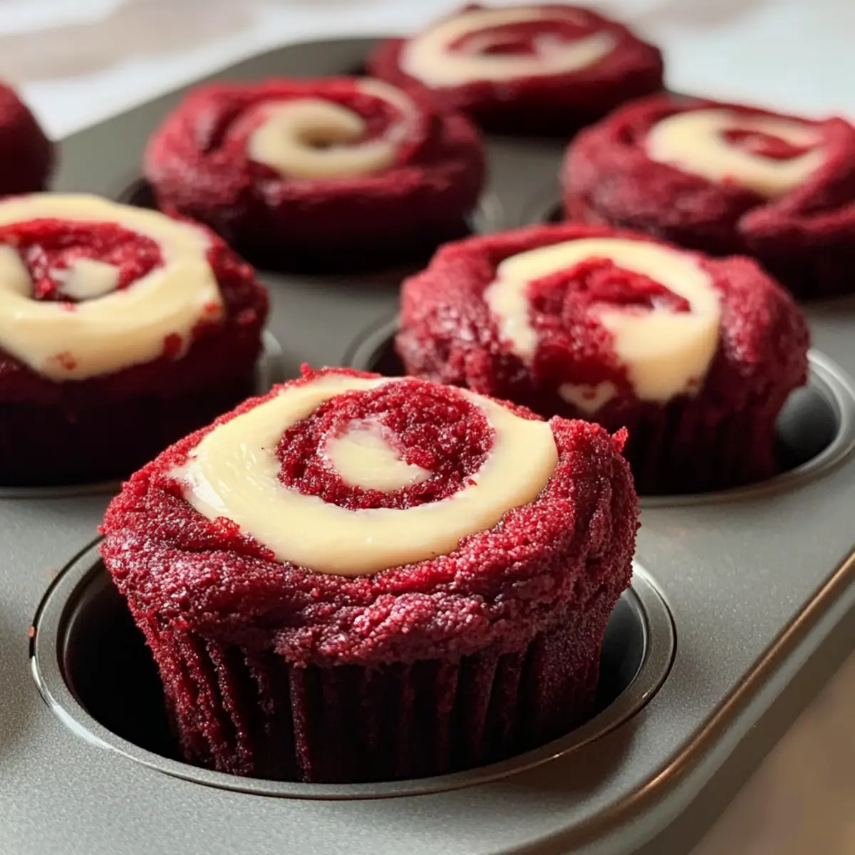 Rote Samt Brownie Bissen mit Frischkäse-Wirbel