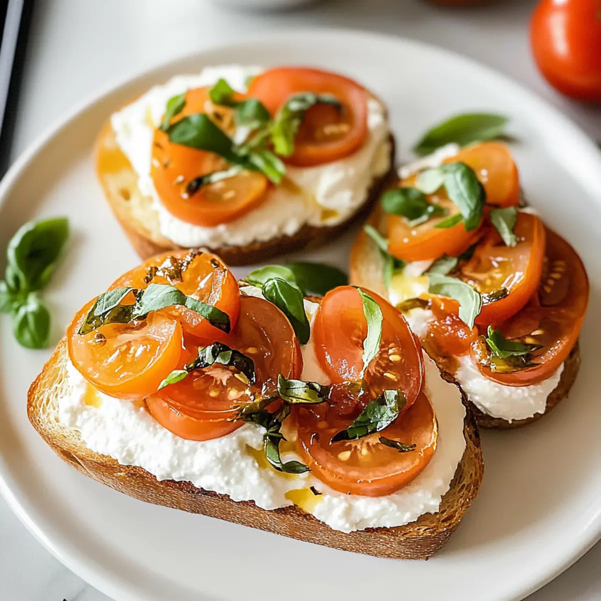 Herzhafter geschlagener Hüttenkäse-Toast mit Tomaten