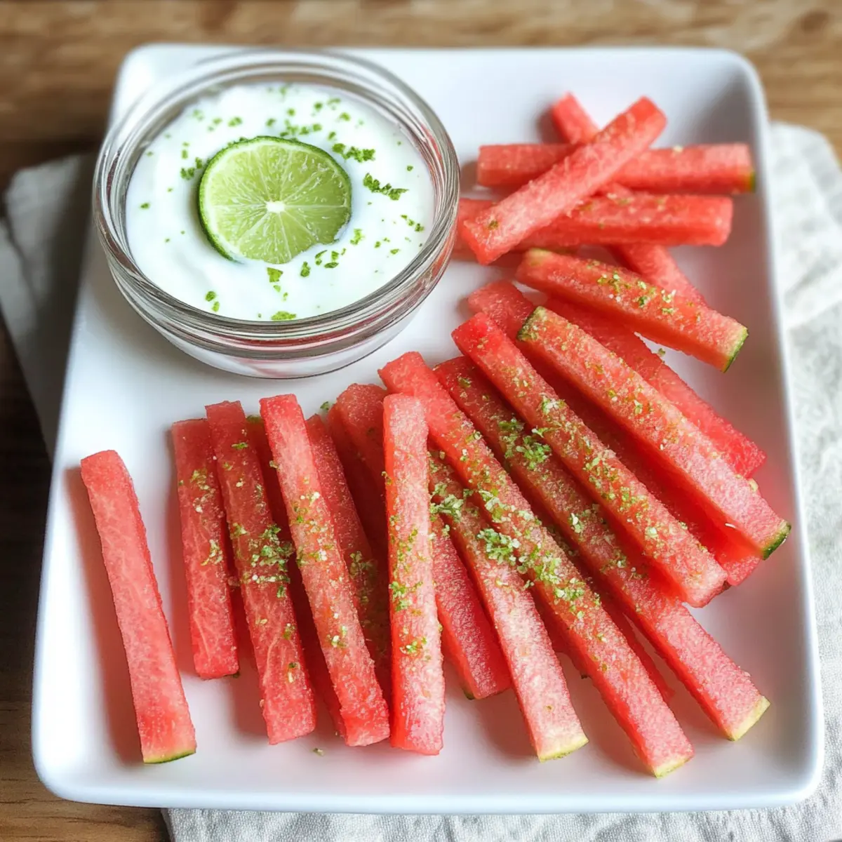 Scharfe Wassermelonen-Pommes mit Kokos-Limetten-Dip