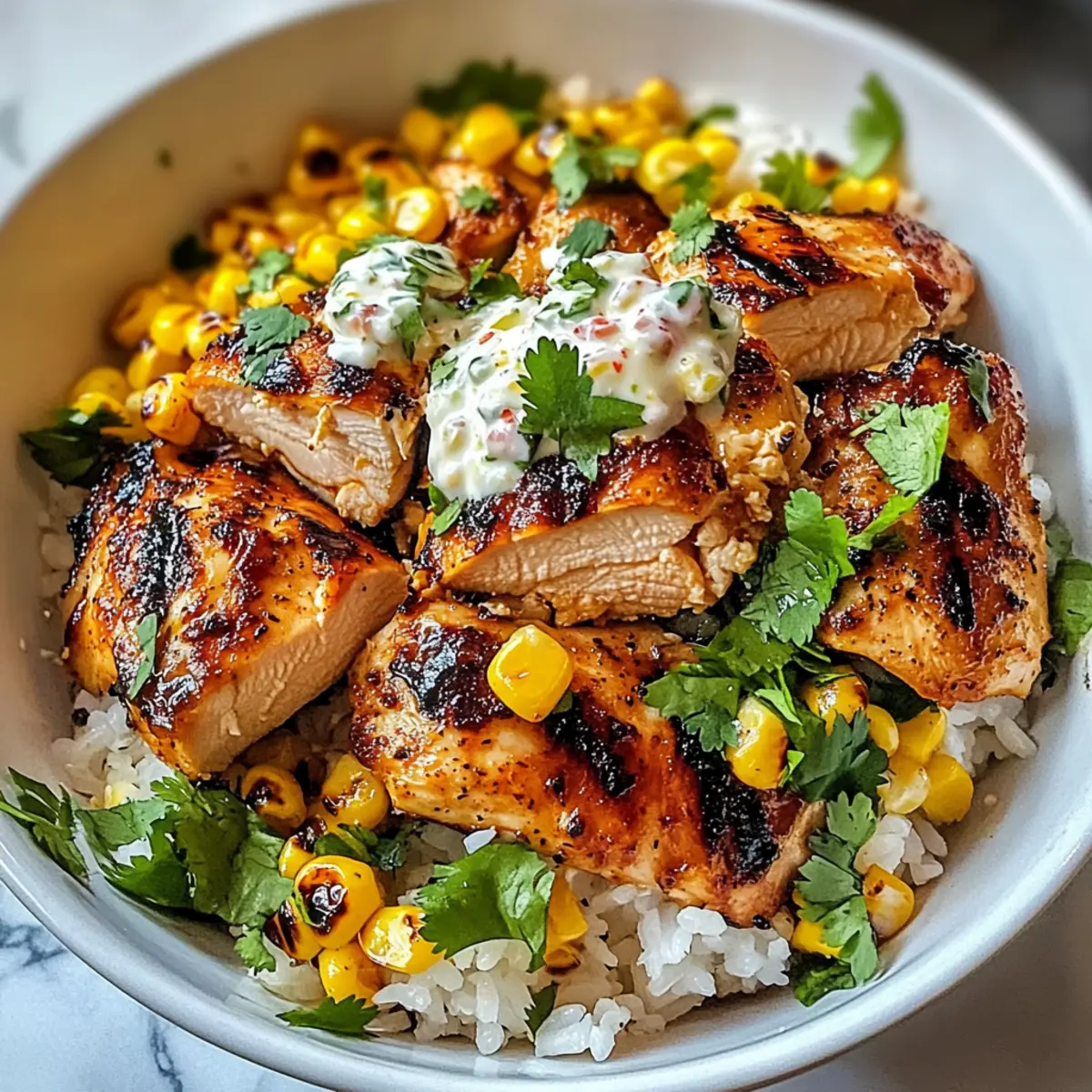 Straßenmais Hähnchen Reis Schüssel ganz einfach zubereiten