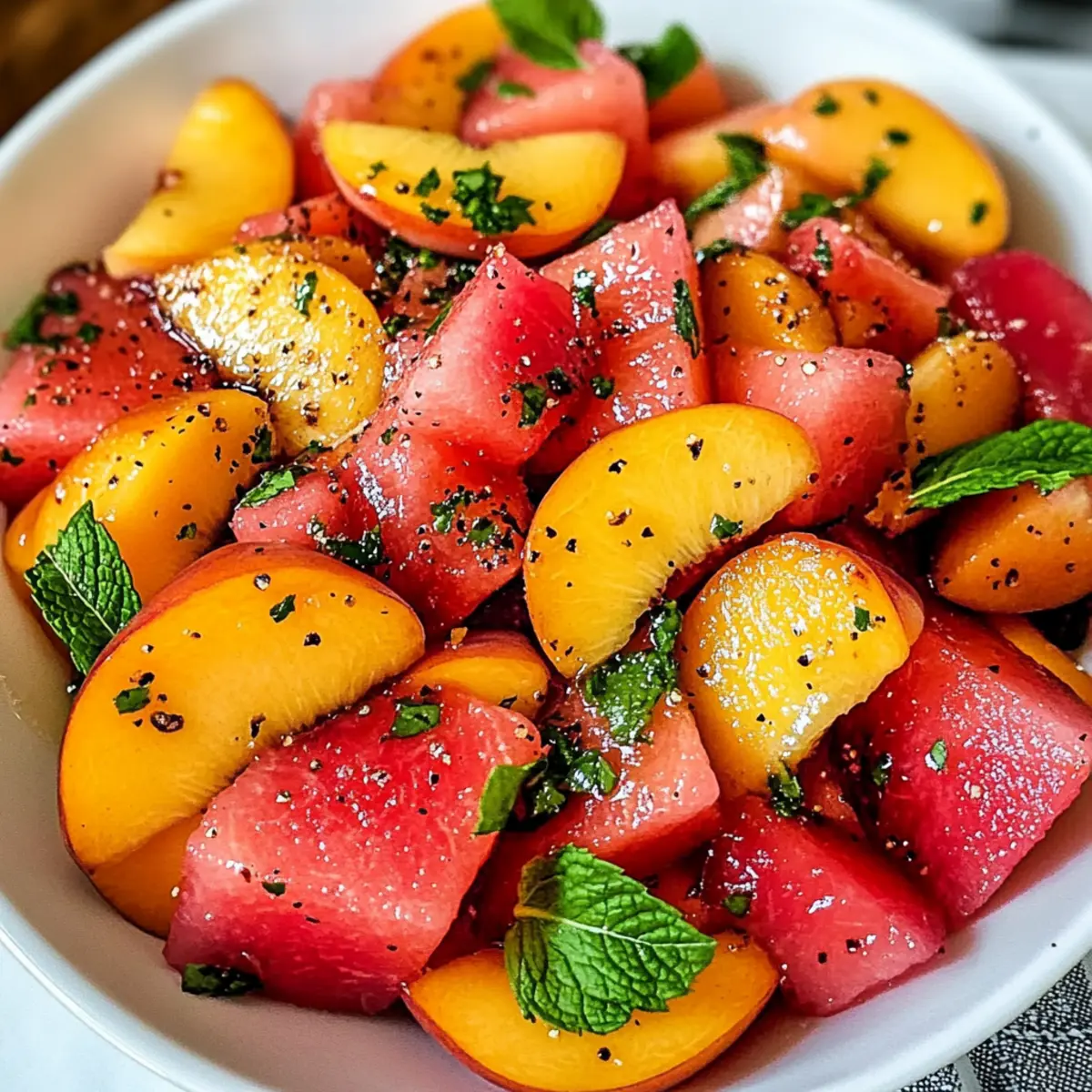Sommerpfirsich-Wassermelonen-Salat für heiße Tage