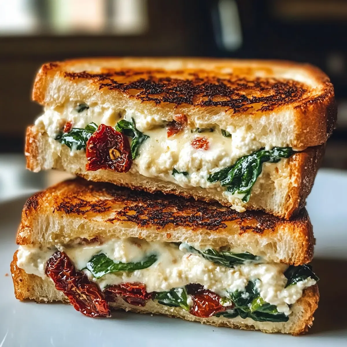 Sonnentrockene Tomate Spinat Ricotta Grillkäse Traum