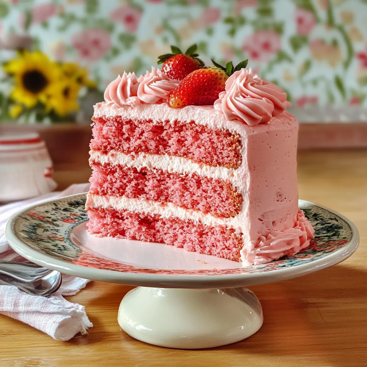 Dreischichtiger Erdbeerkuchen mit Frischkäse-Frosting