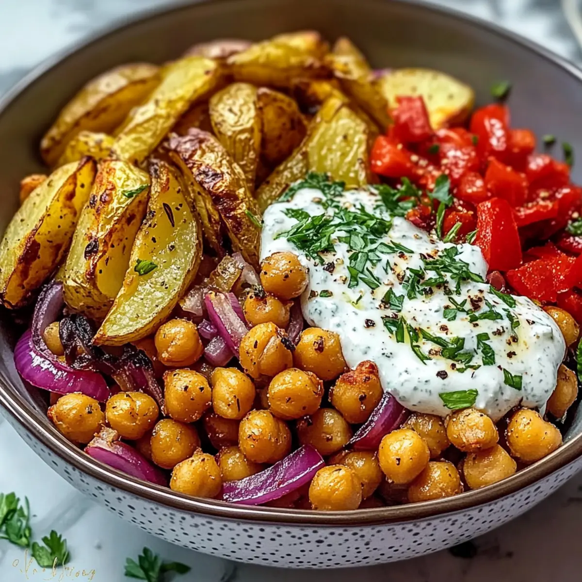 Vegan Mediterrane Gegrillte Gemüse Schüssel Genuss