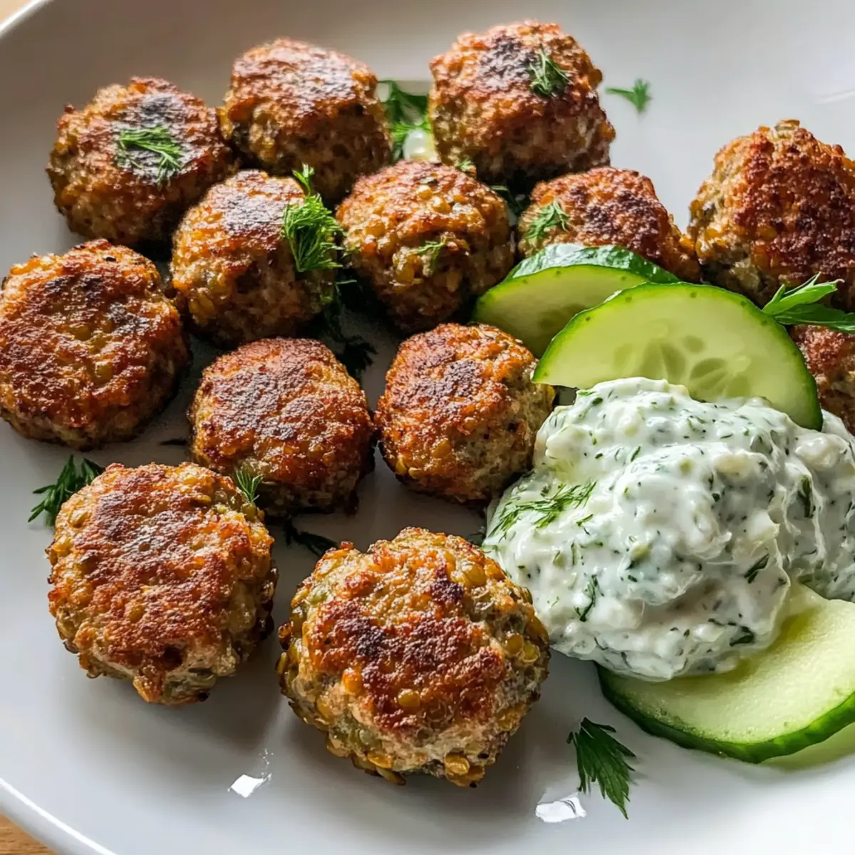 Gebratene griechische Linsenfrikadellen mit Tzatziki Rezept