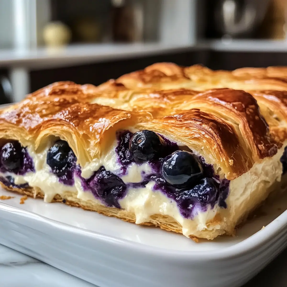 Blaubeer-Frischkäse-Croissant-Auflauf für dein Frühstück