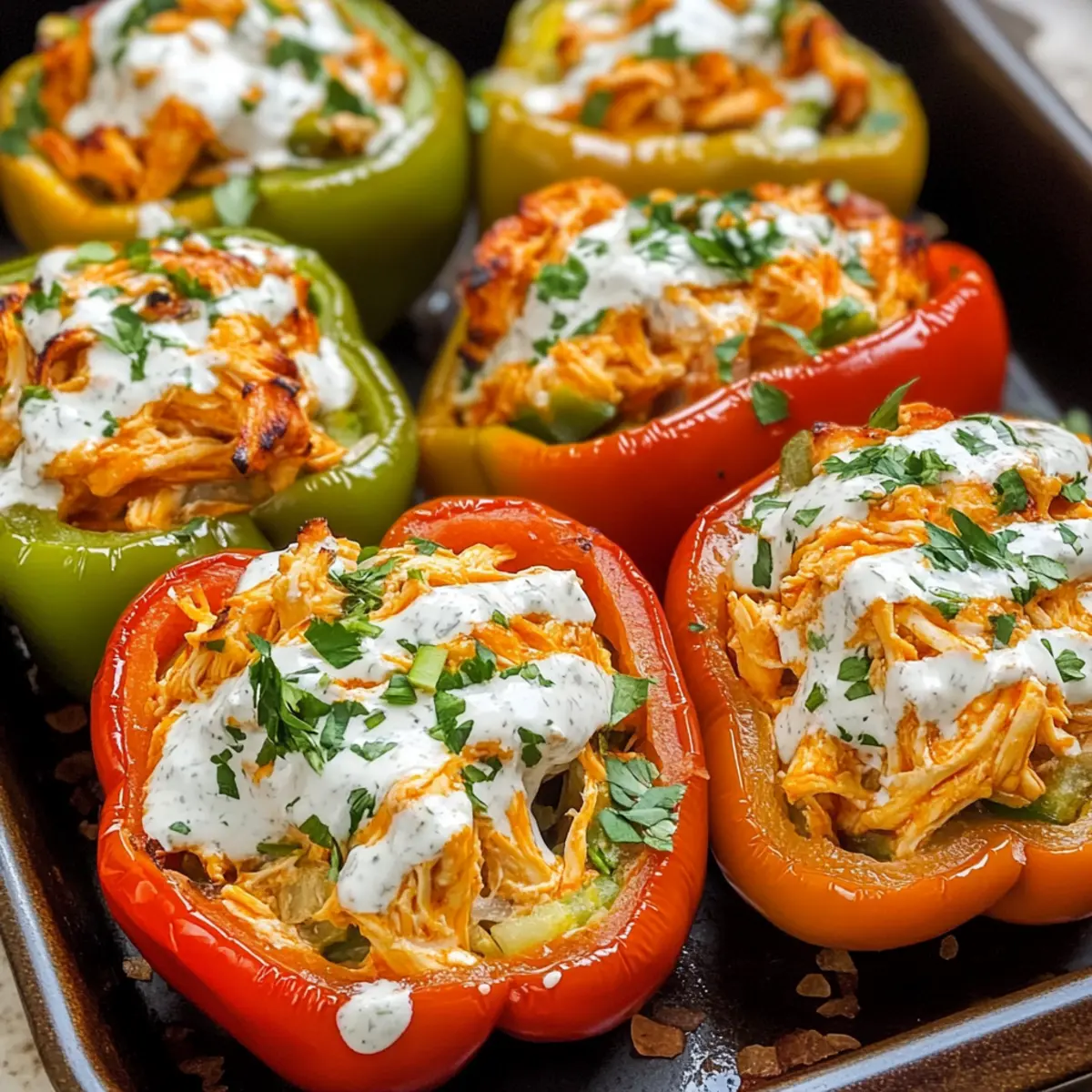 Buffalo-Hühnchen gefüllte Paprika leicht gemacht