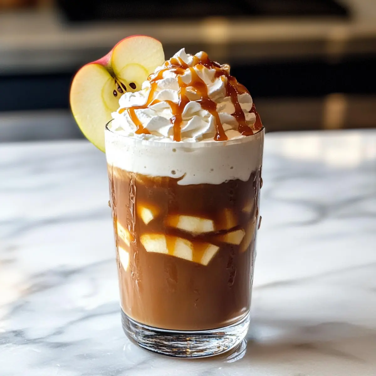 Karamell-Apfel-Gewürz-Eiskaffee für den Herbstgenuss