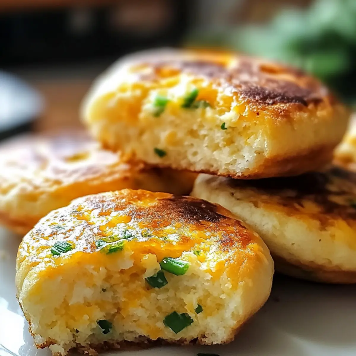 Cheddar Schnittlauch Englisch Muffins frisch gebacken
