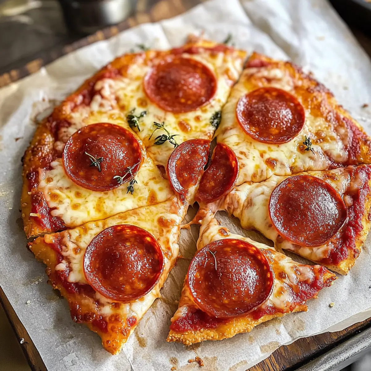 Klassische Heißluftfritteuse Hüttenkäse Pizzaboden