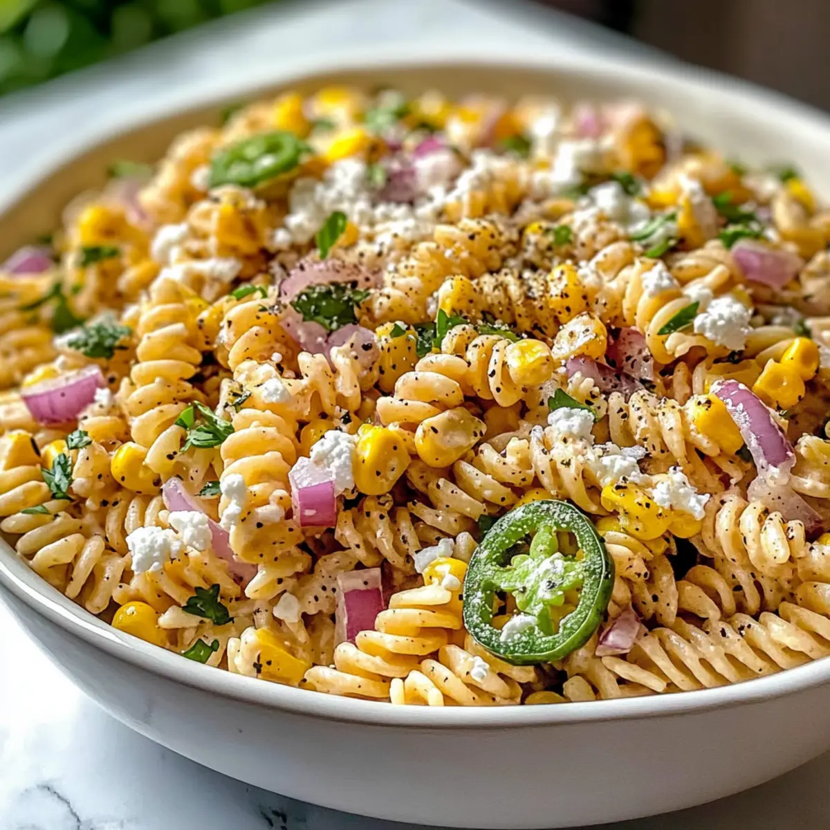 Cotija Mexikanischer Stil Elote Pasta Salat Genuss