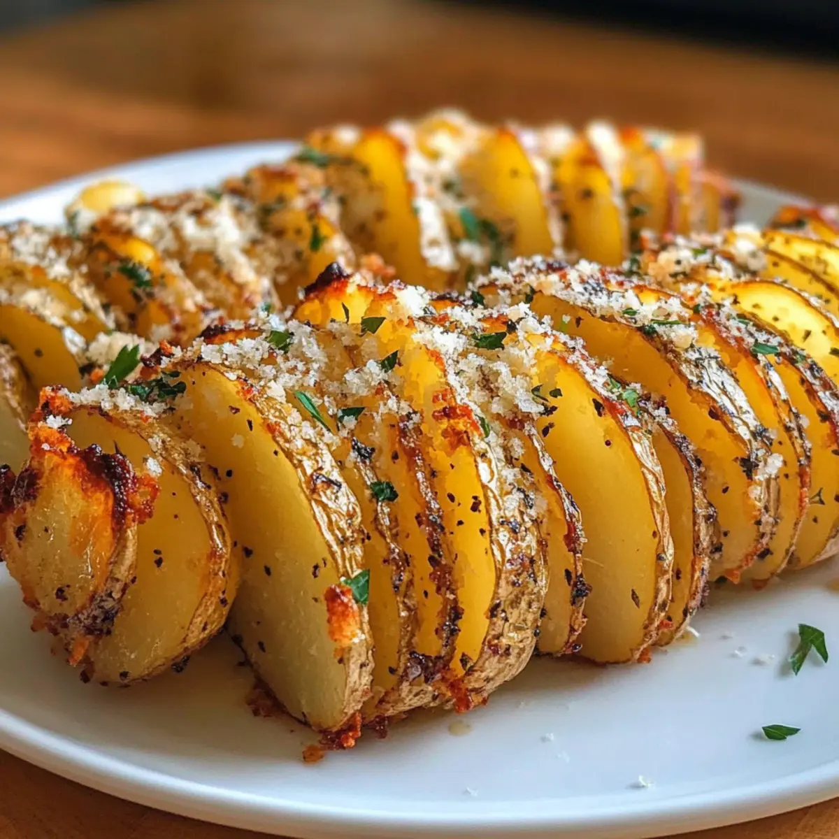 Knusprige Knoblauchbutter-Akkordeon-Kartoffeln genießen
