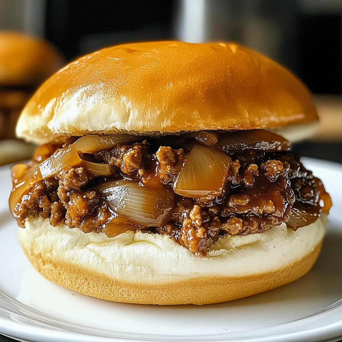 Französische Zwiebel Rindfleisch Sloppy Joes zuhause genießen