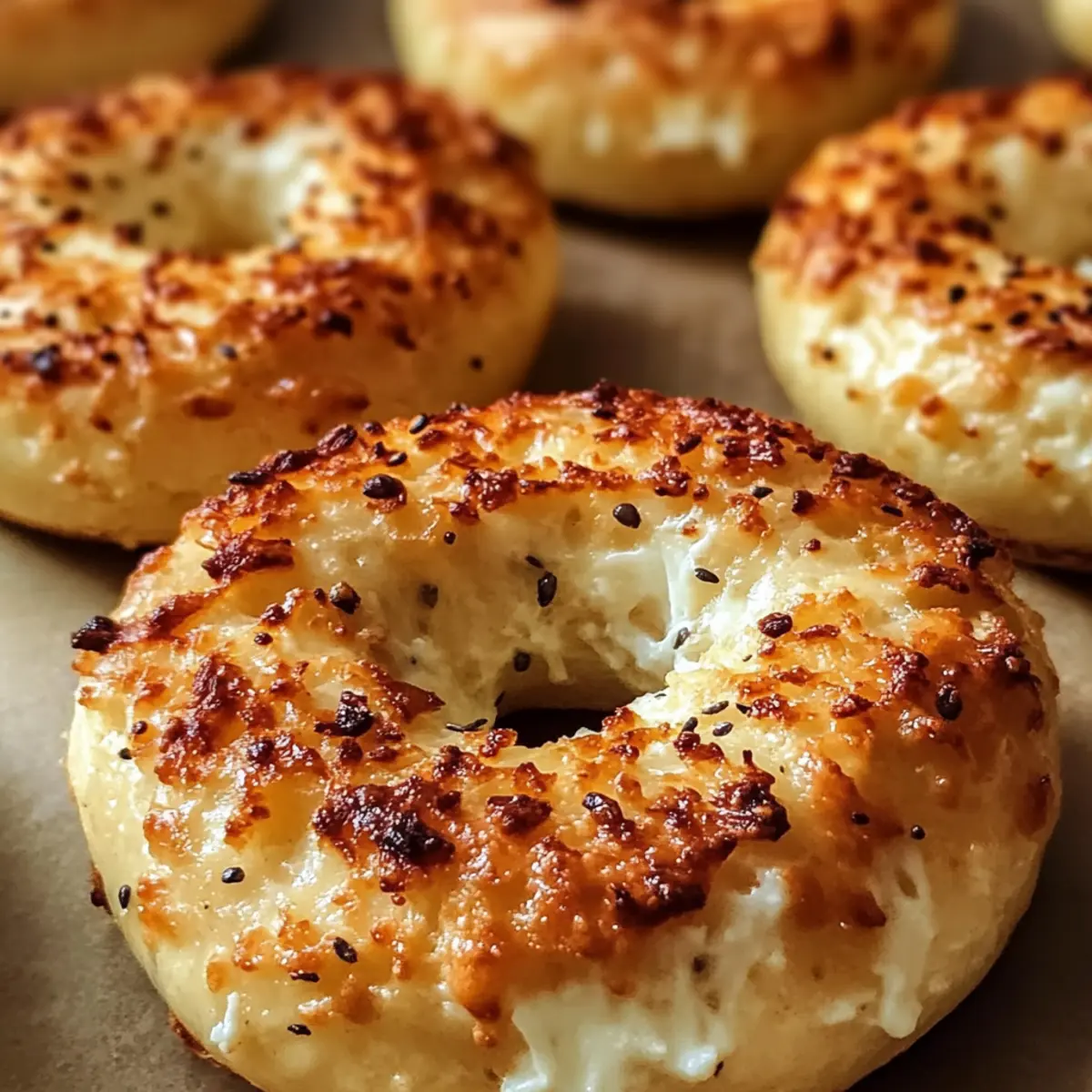 Knoblauch-Parmesan-Hüttenkäse-Bagels ganz einfach