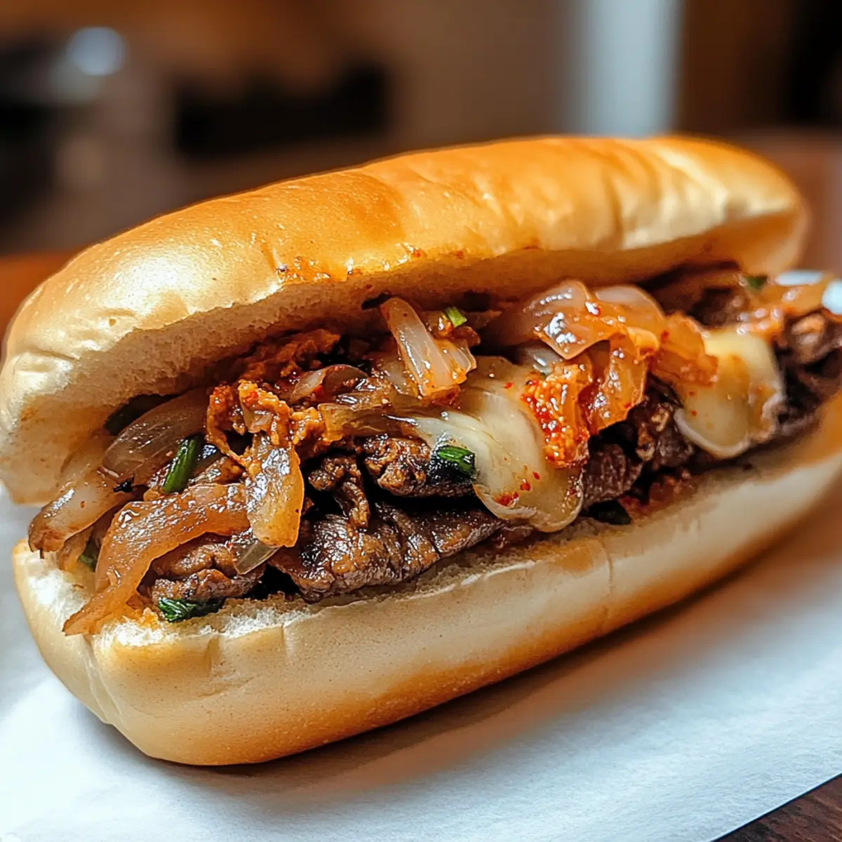 Unwiderstehliches koreanisch inspiriertes Kimchi Bulgogi Cheesesteak