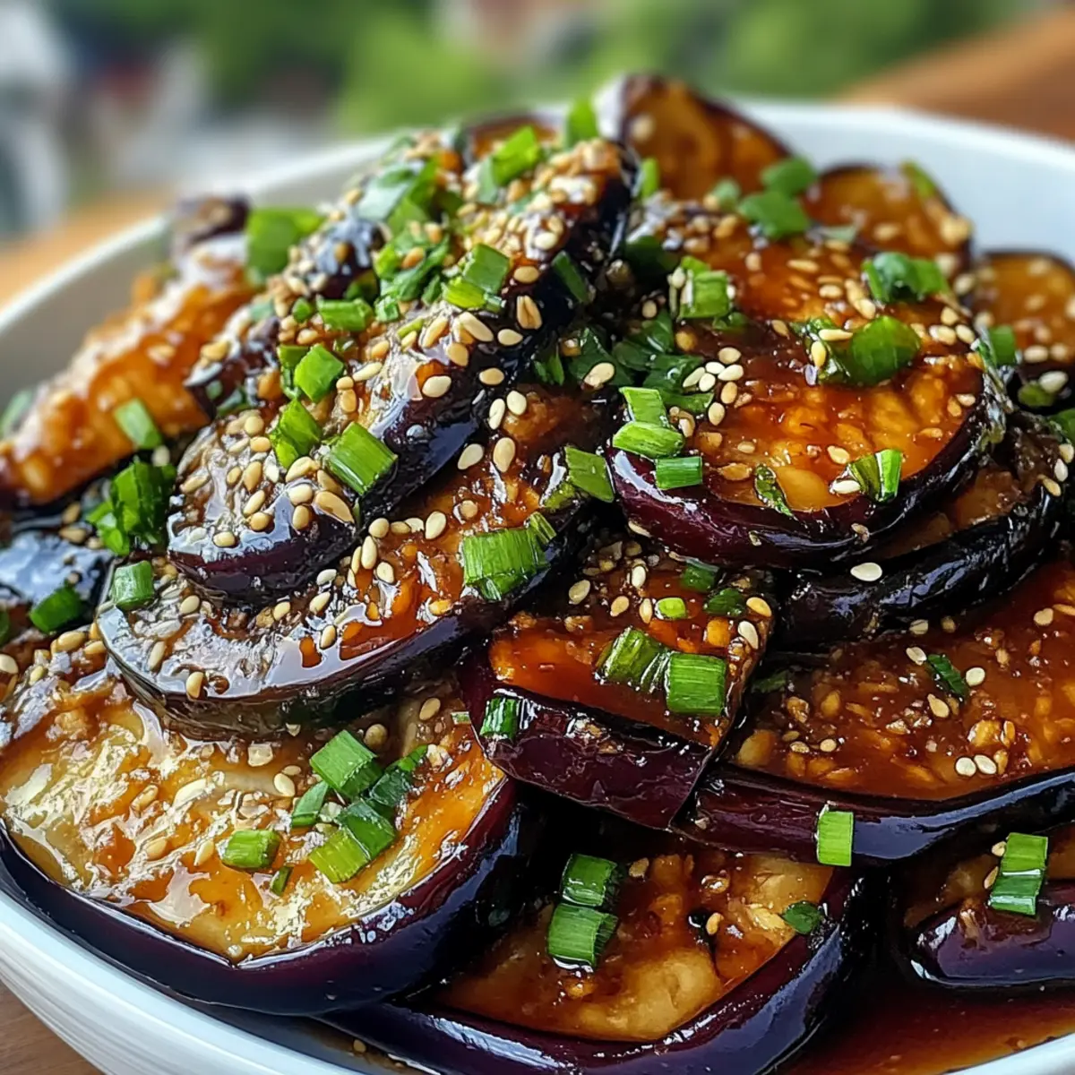 Unwiderstehlicher Klebriger Knoblauch-Aubergine Genuss