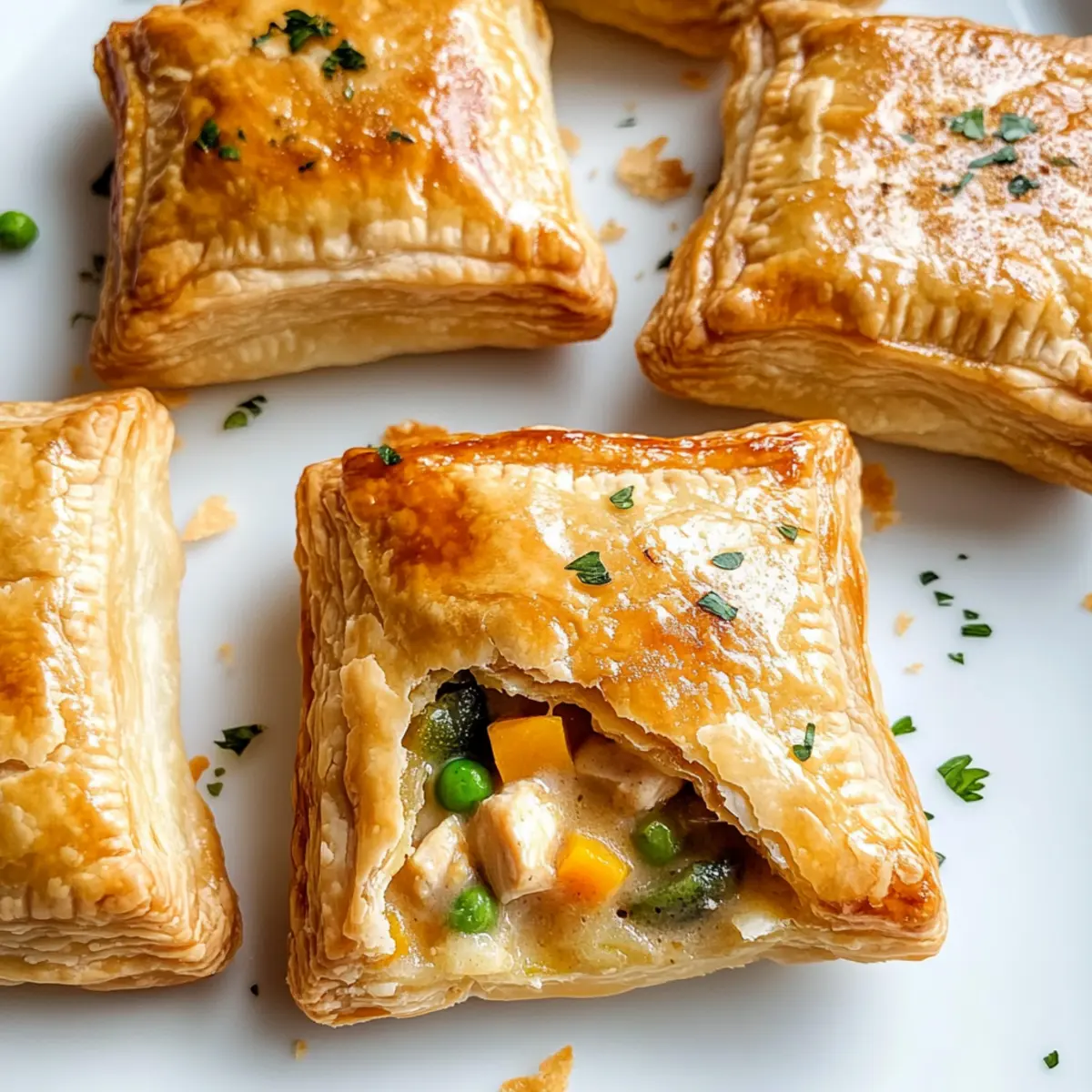 Mini-Hühnchentopf-Pasteten mit Blätterteig genießen
