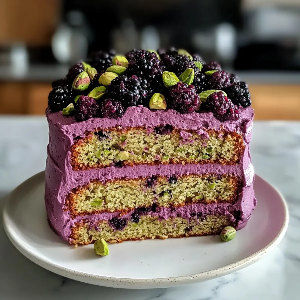 Pistazien- und Brombeeren-Olivenölkuchen für Feinschmecker