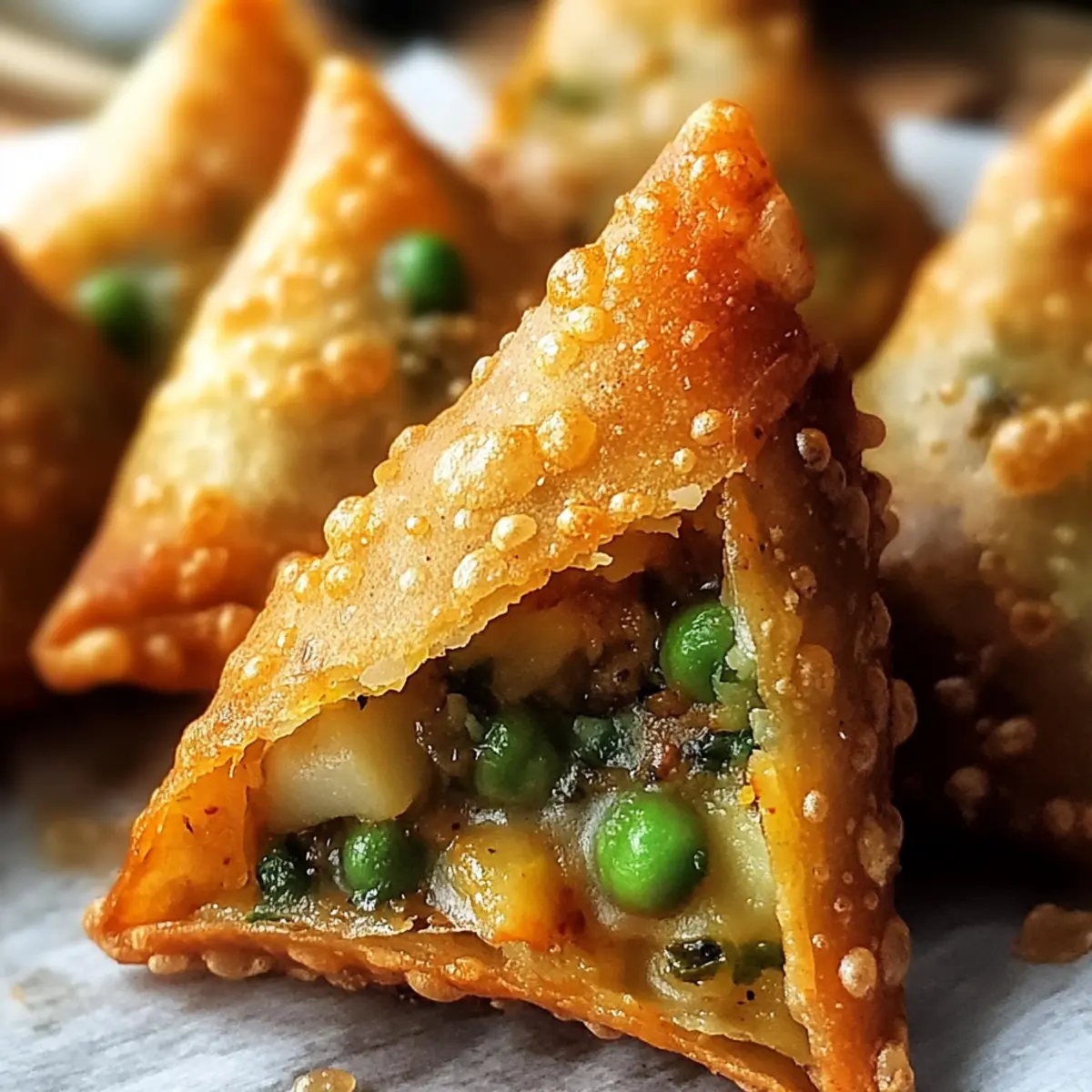 Reis-Papier-Samosas mit würziger Gemüsefüllung