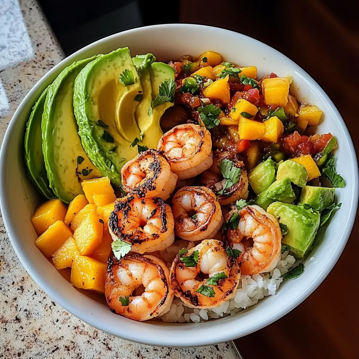 Garnelen- und Avocado-Schalen mit Mangosalsa genießen