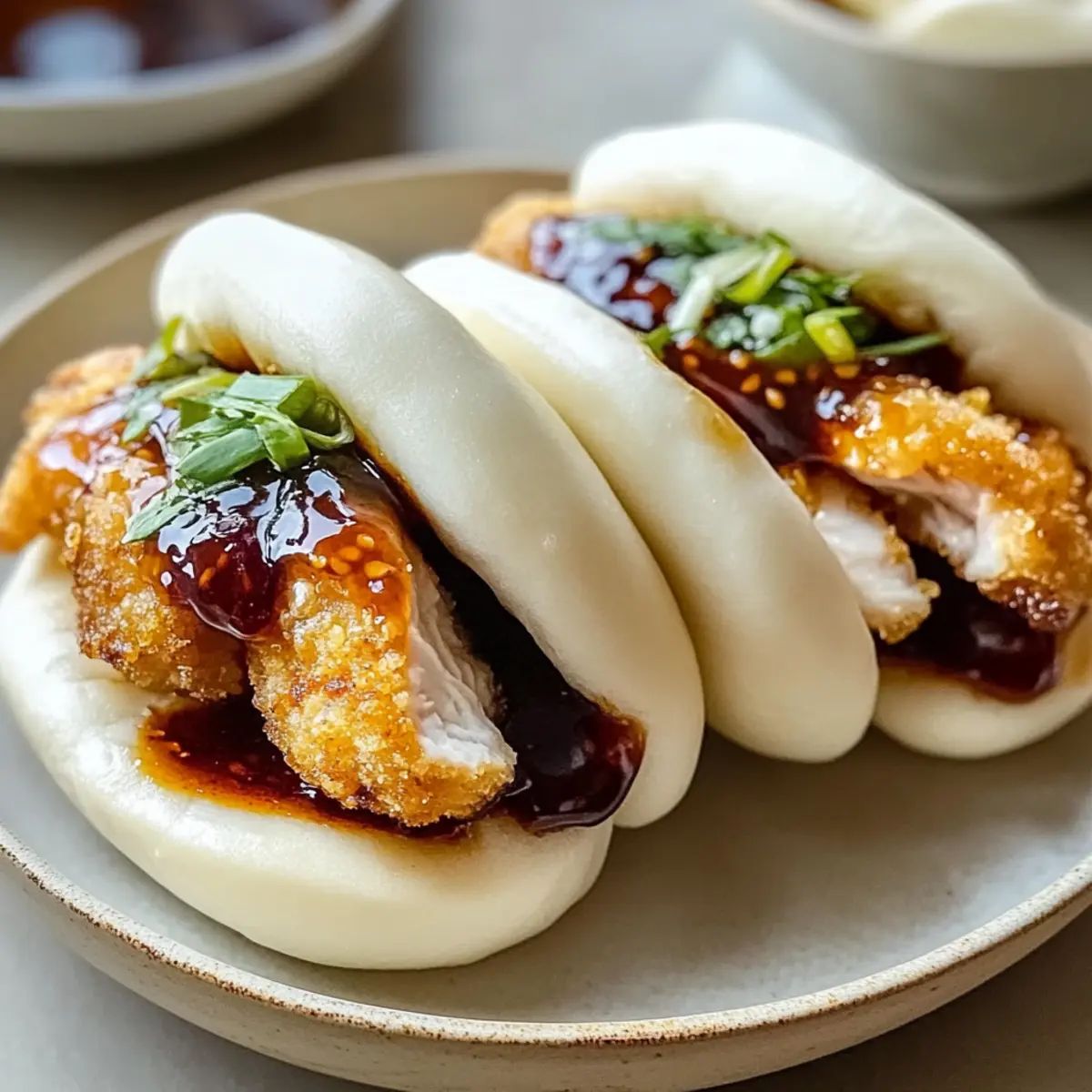 Klebende knusprige Hähnchen Bao-Brötchen selbstgemacht
