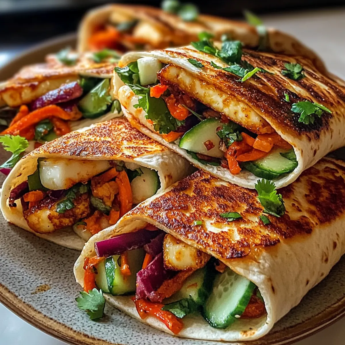 Vegetarische Süß-Chili-Halloumi-Wraps für deinen Genuss
