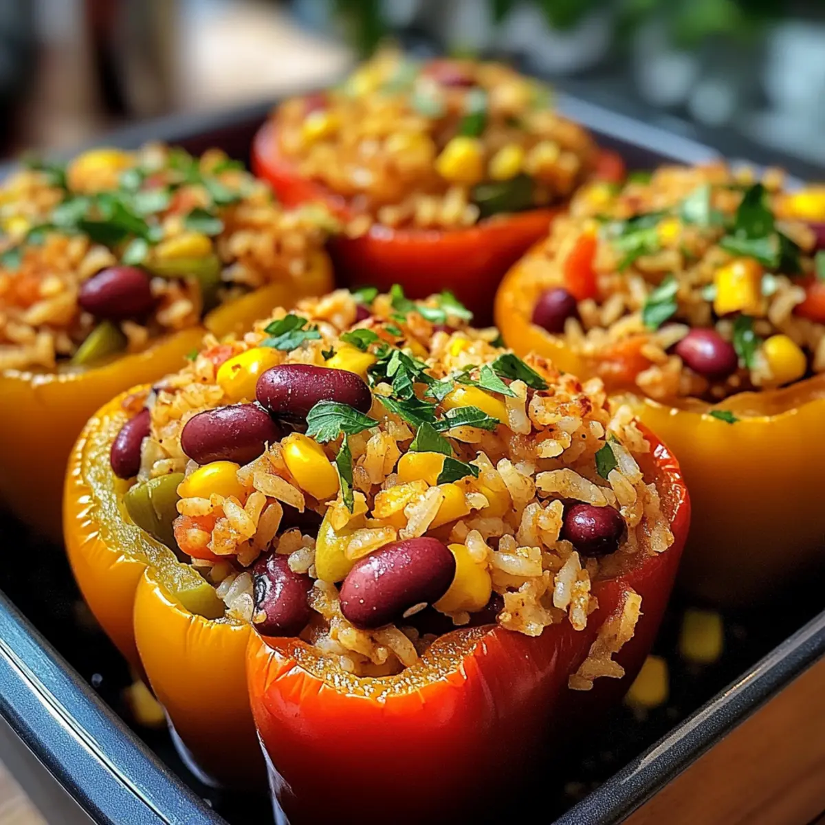 Vegetarische gefüllte Paprika mit Reis leicht gemacht