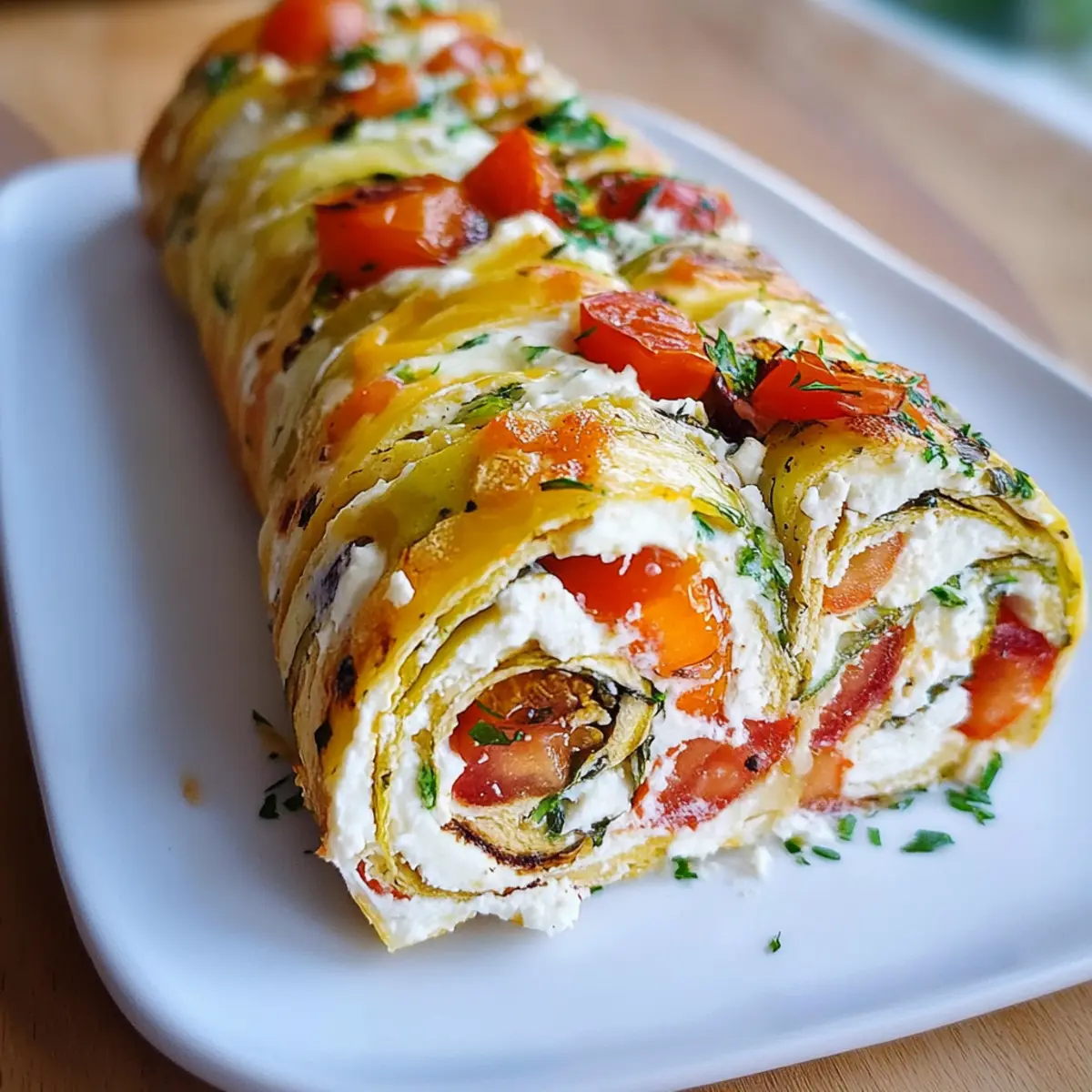 Vegetarische Gemüserolle mit Frischkäse und Feta genießen