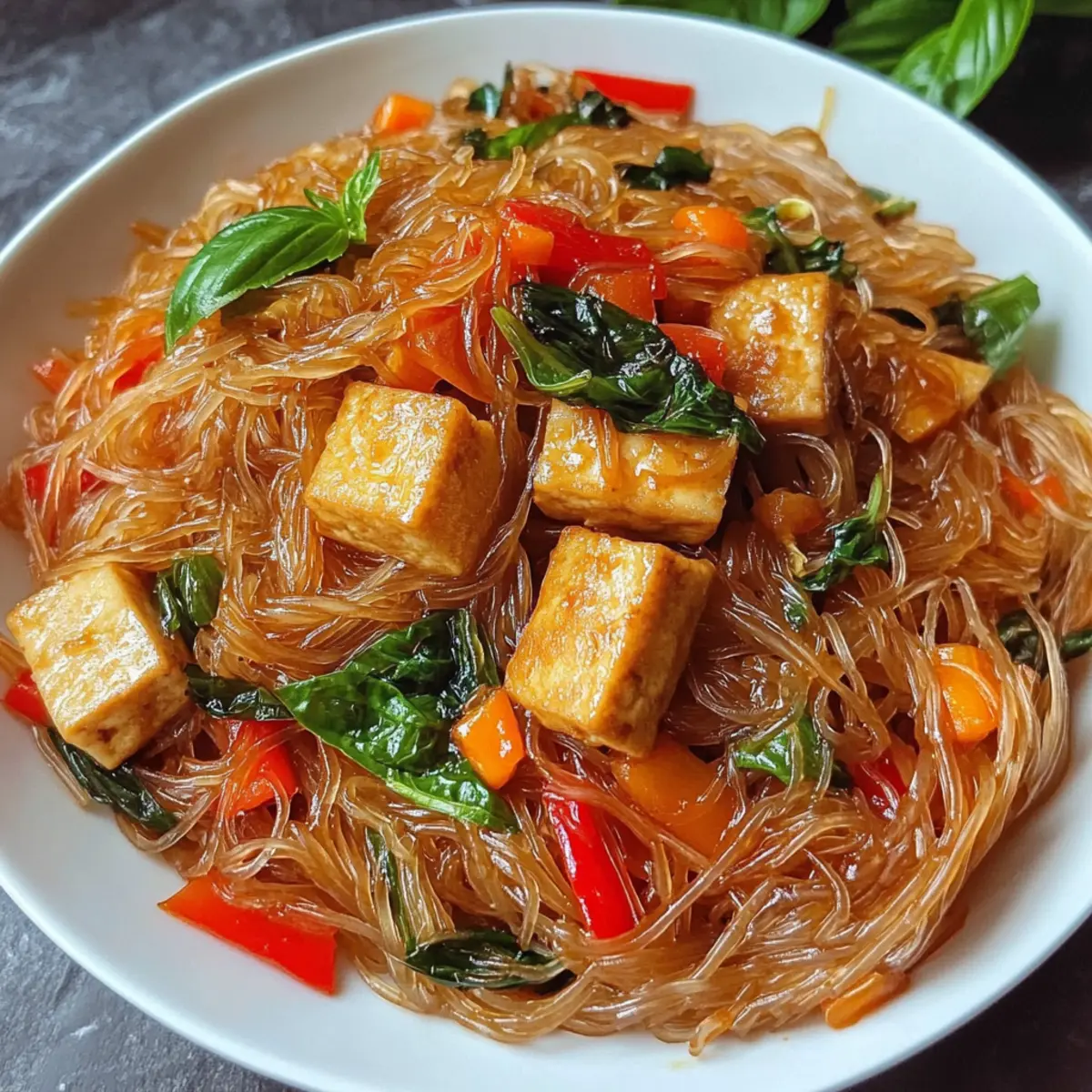 Basilikum und Tofu Vermicelli in 30 Minuten