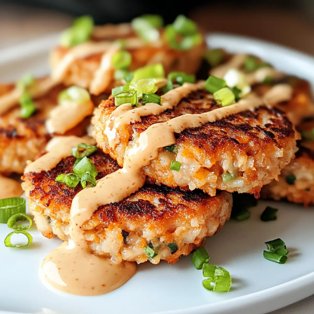 Fette asiatische Thunfischkuchen mit scharfer Mayo
