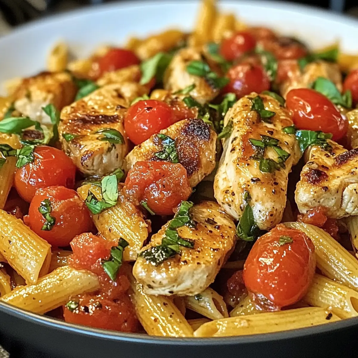 Bruschetta Hühnchen Pasta in 30 Minuten zubereiten