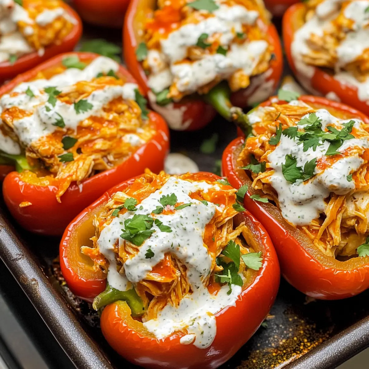 Buffalo-Hühnchen gefüllte Paprika: Gesund & Lecker