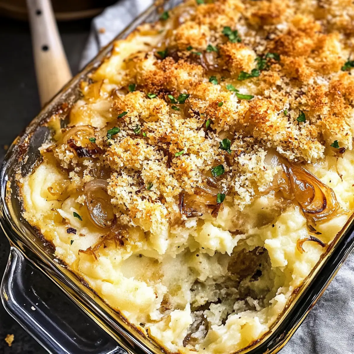 Käse Karamelisierte Zwiebel Kartoffelauflauf für Genuss