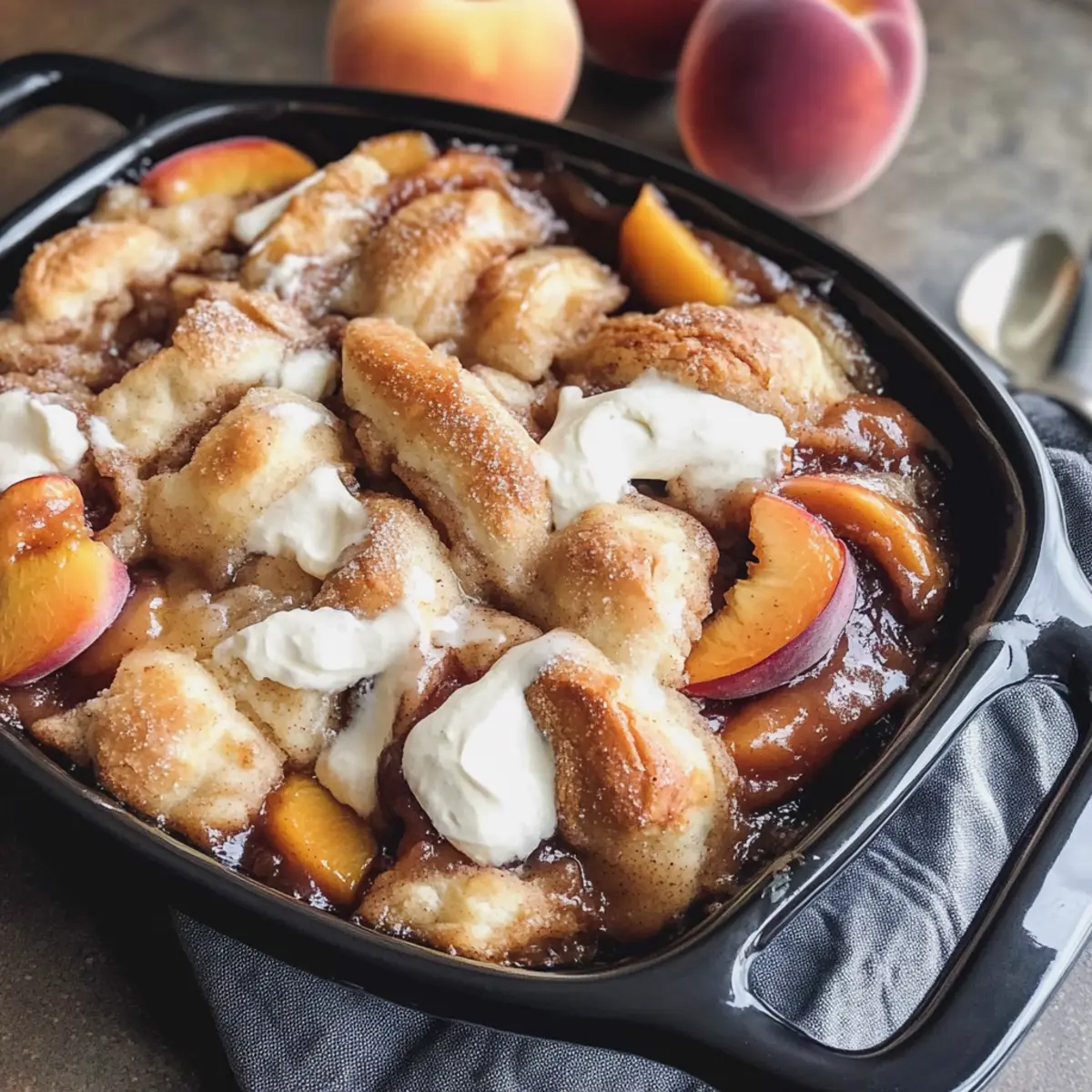 Zimtschnecken-Pfirsich-Cobbler für dein Brunch-Glück