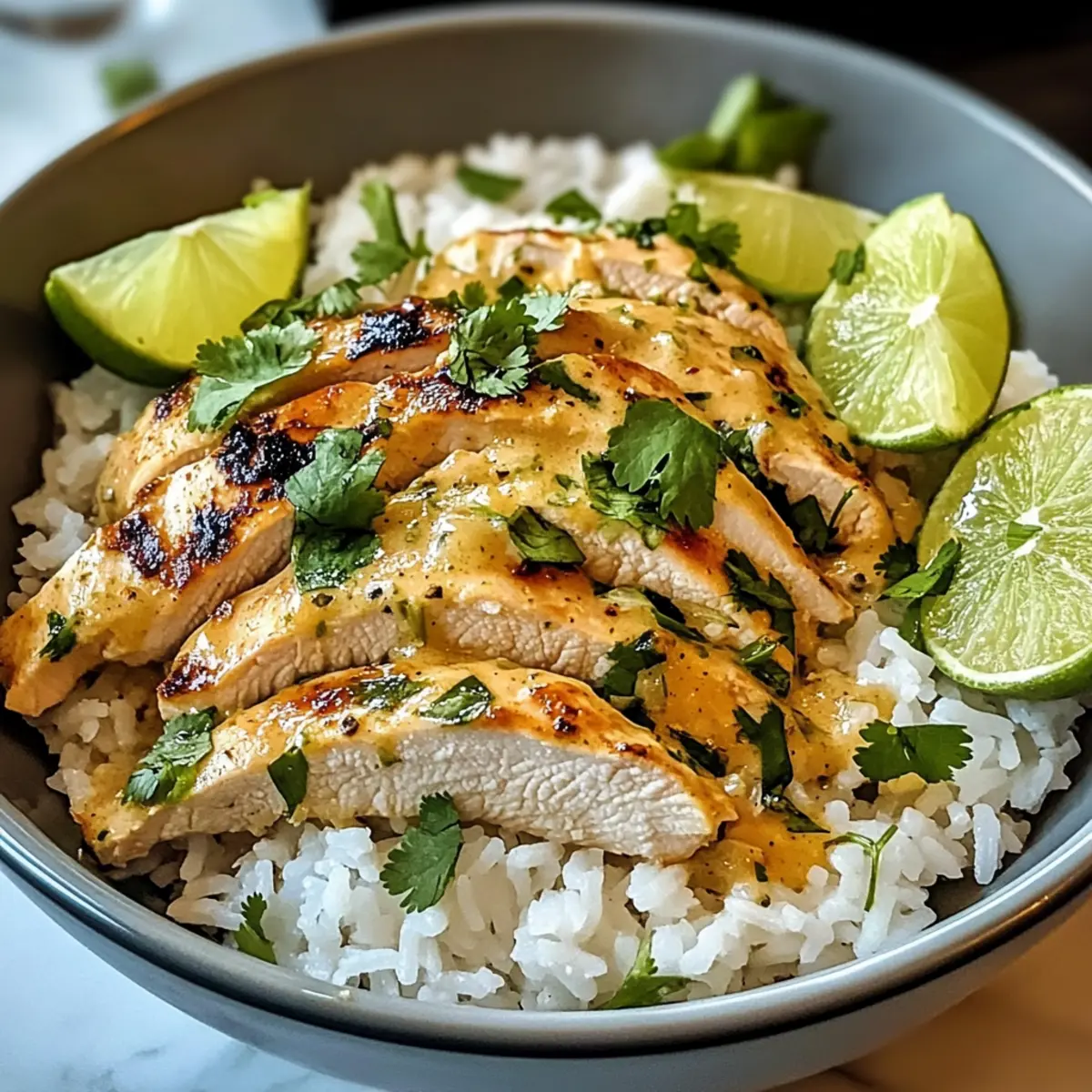 Kokosnuss Limetten Hähnchen und Reis ganz einfach