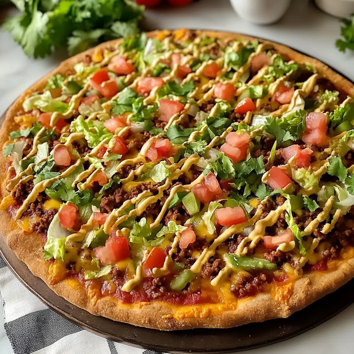 Knusprige Taco-Salat-Pizza für Abendessen mit der Familie